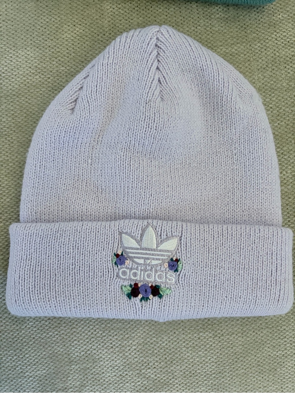 adidas Light Lavender Kids Beanie with Floral Trefoil Patch